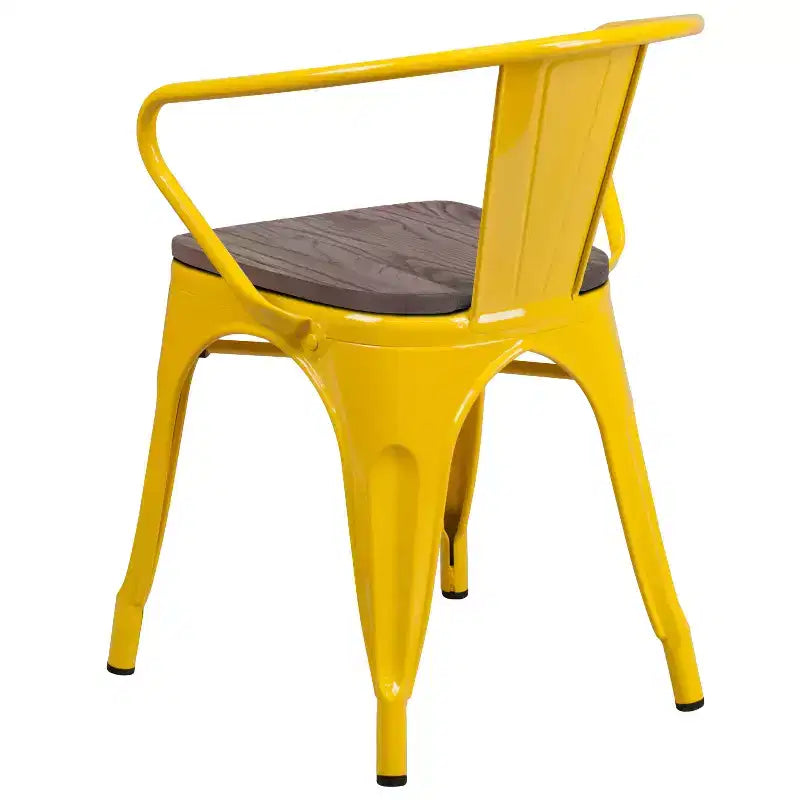 Chaise Flash Furniture en métal avec assise et accoudoirs en bois