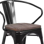 Chaise Flash Furniture en métal avec assise et accoudoirs en bois