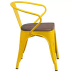 Chaise Flash Furniture en métal avec assise et accoudoirs en bois