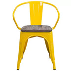 Chaise Flash Furniture en métal avec assise et accoudoirs en bois