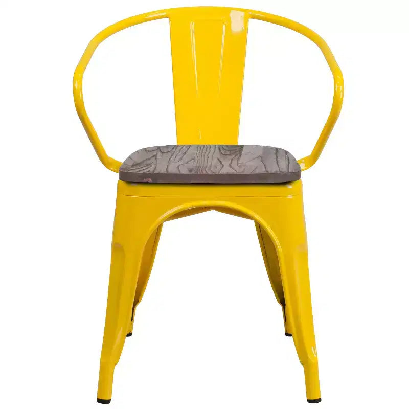 Chaise Flash Furniture en métal avec assise et accoudoirs en bois