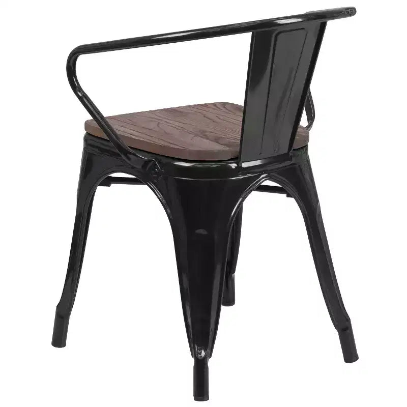 Chaise Flash Furniture en métal avec assise et accoudoirs en bois
