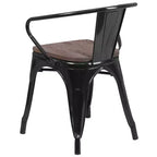 Chaise Flash Furniture en métal avec assise et accoudoirs en bois