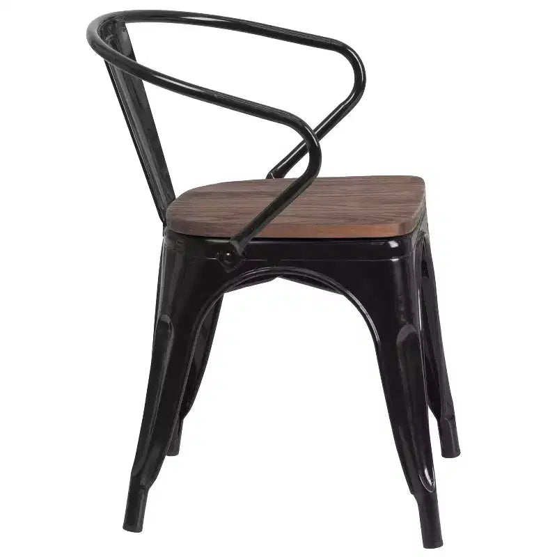 Chaise Flash Furniture en métal avec assise et accoudoirs en bois