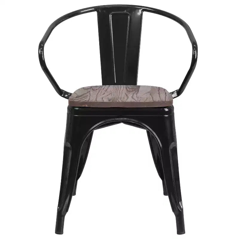Chaise Flash Furniture en métal avec assise et accoudoirs en bois