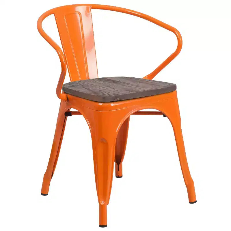 Chaise Flash Furniture en métal avec assise et accoudoirs en bois