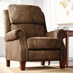 Kensington Hill Beaumont Fauteuil inclinable marron chaud à motif cachemire en tissu avec repose-pieds manuel confortable pour chambre à coucher, salon, lecture