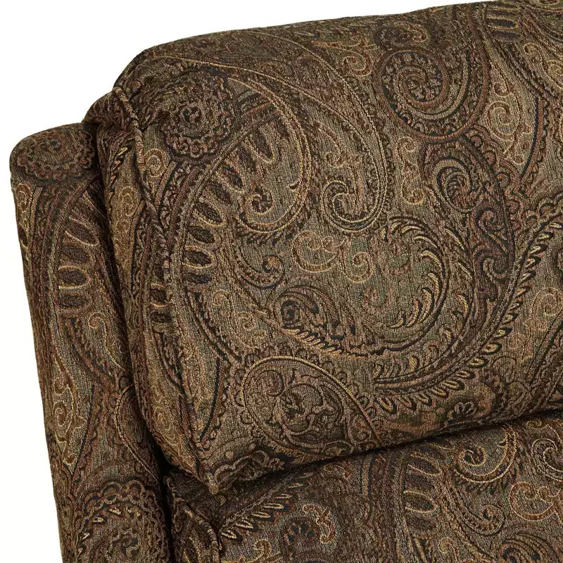 Kensington Hill Beaumont Fauteuil inclinable marron chaud à motif cachemire en tissu avec repose-pieds manuel confortable pour chambre à coucher, salon, lecture