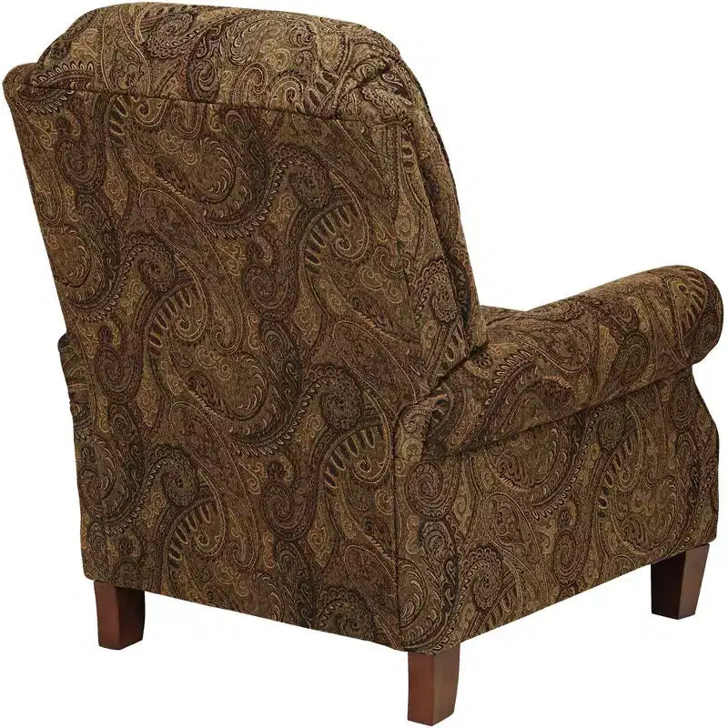 Kensington Hill Beaumont Fauteuil inclinable marron chaud à motif cachemire en tissu avec repose-pieds manuel confortable pour chambre à coucher, salon, lecture
