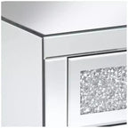 Studio 55D Gia Table d'appoint rectangulaire moderne à miroir 50,8 x 35,6 cm avec 3 tiroirs en verre argenté et cristal pour salon, chambre, chevet, entrée