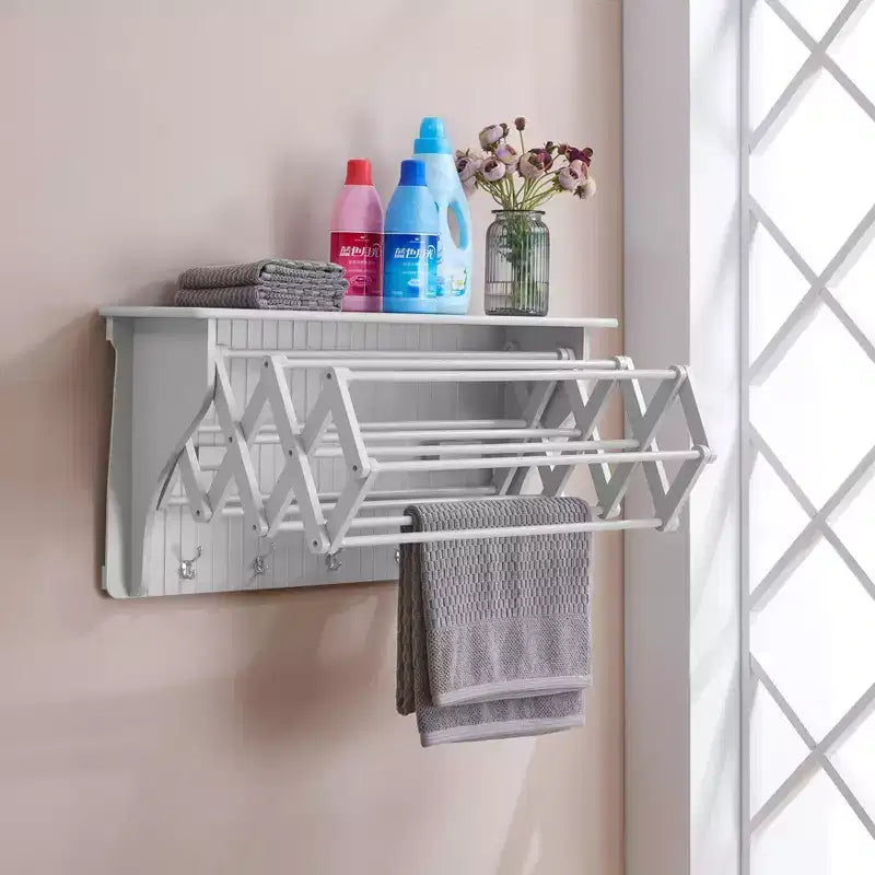 Étagère murale 36 x 18 avec séchoir pliant et crochets – Danya B.