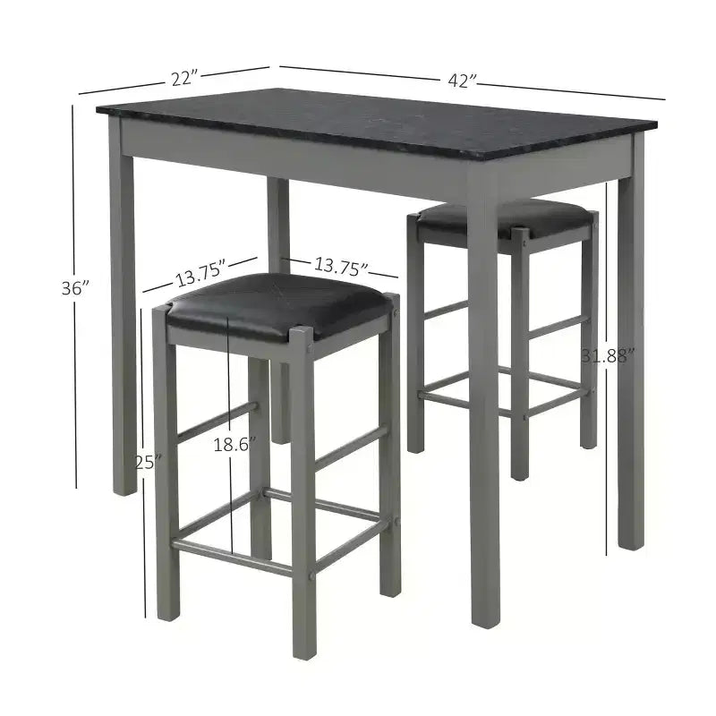 Ensemble de salle à manger 3 pièces table et tabourets hauteur comptoir Lancer Tavern - Linon