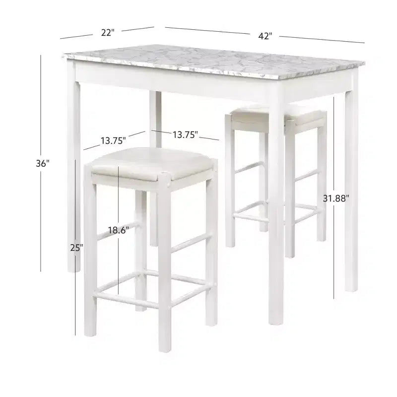 Ensemble de salle à manger 3 pièces table et tabourets hauteur comptoir Lancer Tavern - Linon