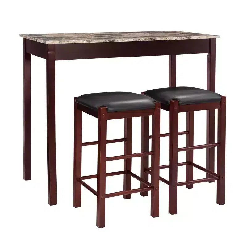Ensemble de salle à manger 3 pièces table et tabourets hauteur comptoir Lancer Tavern - Linon