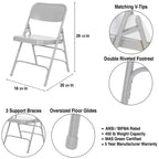 Lot de 4 Chaises Pliantes de Luxe en Acier Triple Renfort - Hampden Furnishings
