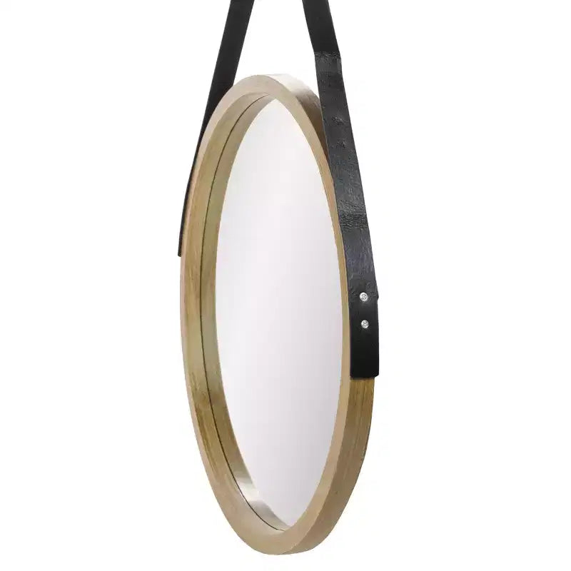 Miroir rond moderne Northlight 21 beige avec finition grain de bois