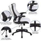 Chaise de bureau ergonomique pivotante Flash Furniture Executive Designer Mesh à dossier haut avec accoudoirs réglables