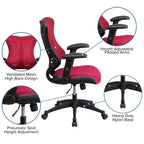 Chaise de bureau ergonomique pivotante Flash Furniture Executive Designer Mesh à dossier haut avec accoudoirs réglables