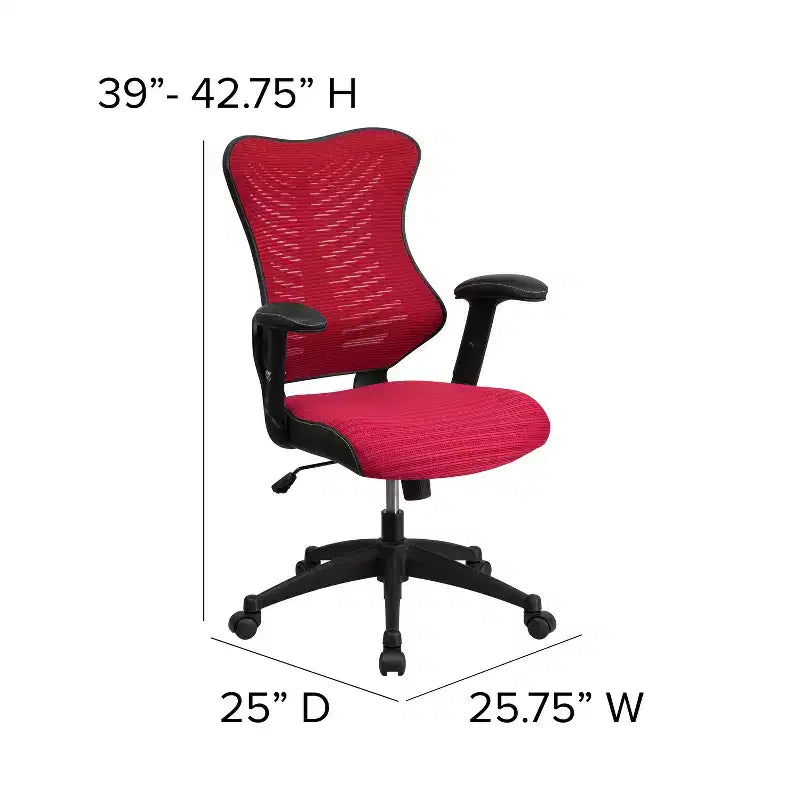 Chaise de bureau ergonomique pivotante Flash Furniture Executive Designer Mesh à dossier haut avec accoudoirs réglables