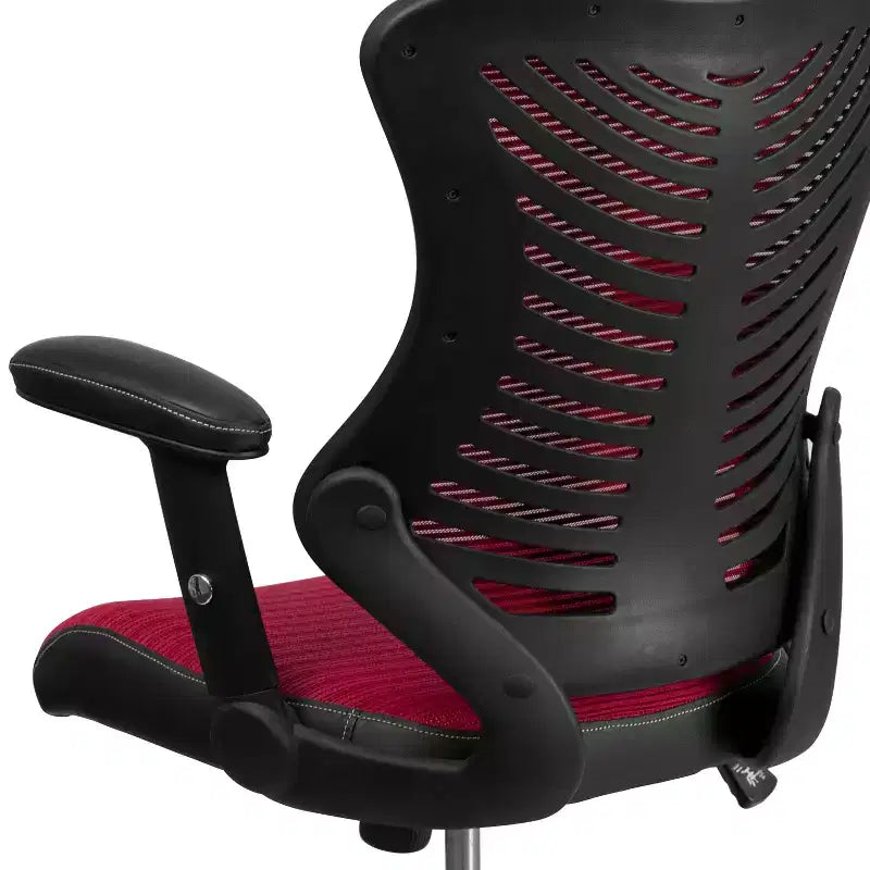 Chaise de bureau ergonomique pivotante Flash Furniture Executive Designer Mesh à dossier haut avec accoudoirs réglables