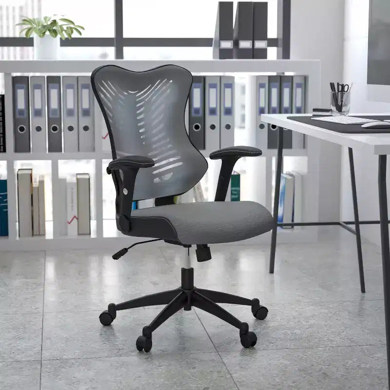 Chaise de bureau ergonomique pivotante Flash Furniture Executive Designer Mesh à dossier haut avec accoudoirs réglables