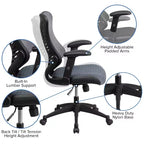 Chaise de bureau ergonomique pivotante Flash Furniture Executive Designer Mesh à dossier haut avec accoudoirs réglables