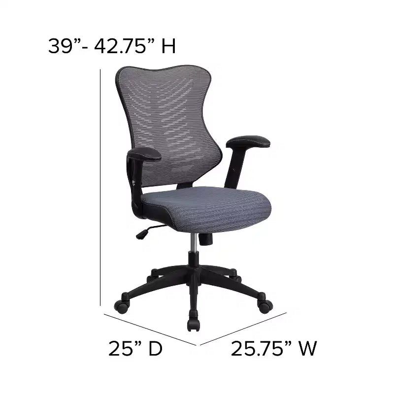 Chaise de bureau ergonomique pivotante Flash Furniture Executive Designer Mesh à dossier haut avec accoudoirs réglables