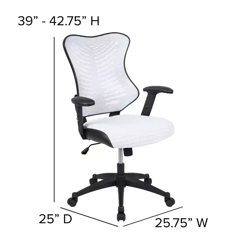 Chaise de bureau ergonomique pivotante Flash Furniture Executive Designer Mesh à dossier haut avec accoudoirs réglables