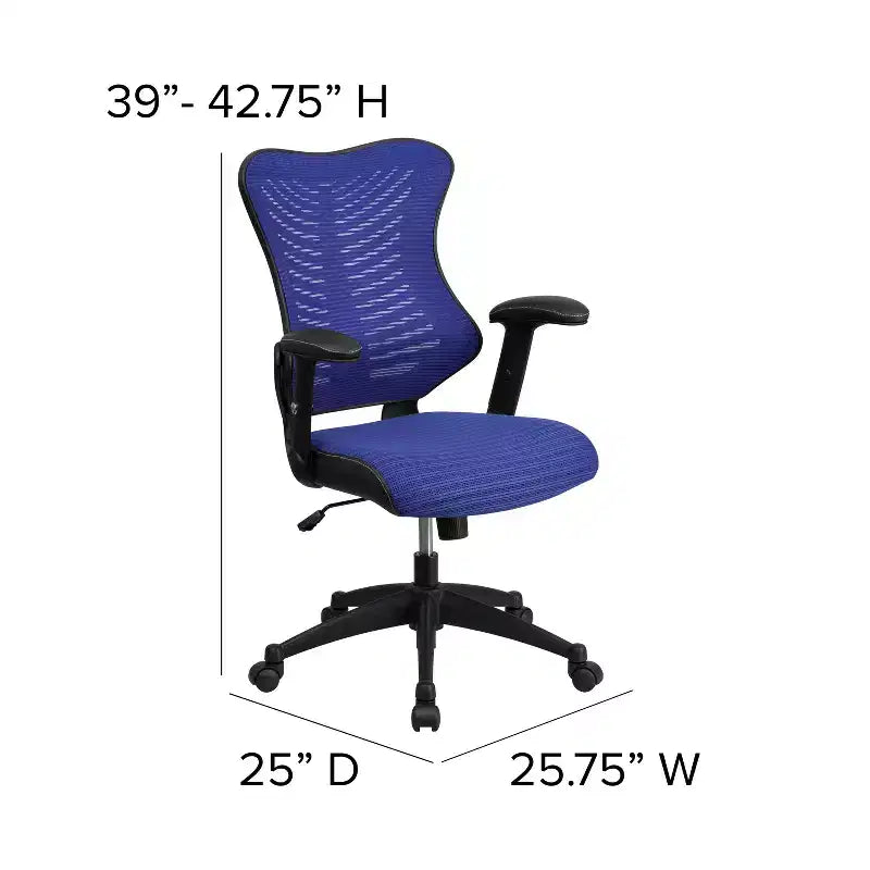 Chaise de bureau ergonomique pivotante Flash Furniture Executive Designer Mesh à dossier haut avec accoudoirs réglables