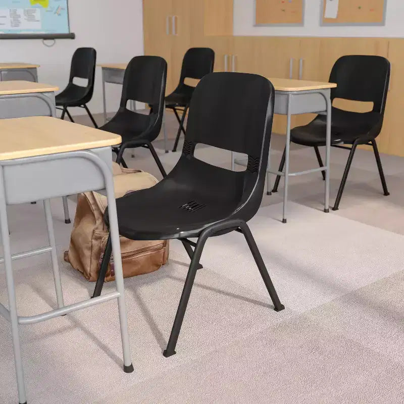 Chaise empilable ergonomique à coque, série HERCULES, capacité de 880 lb, avec cadre en métal de Flash Furniture