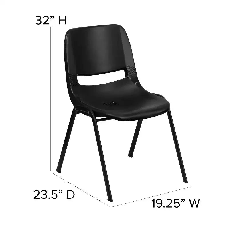 Chaise empilable ergonomique à coque, série HERCULES, capacité de 880 lb, avec cadre en métal de Flash Furniture