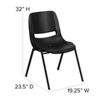 Chaise empilable ergonomique à coque, série HERCULES, capacité de 880 lb, avec cadre en métal de Flash Furniture
