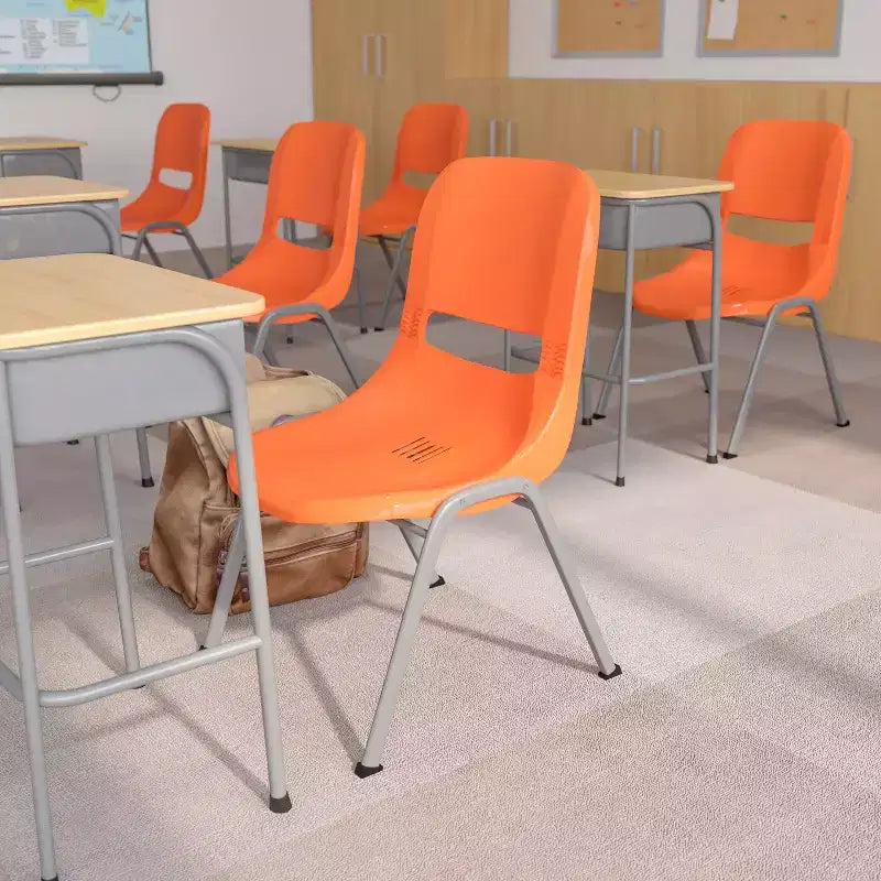 Chaise empilable ergonomique à coque, série HERCULES, capacité de 880 lb, avec cadre en métal de Flash Furniture