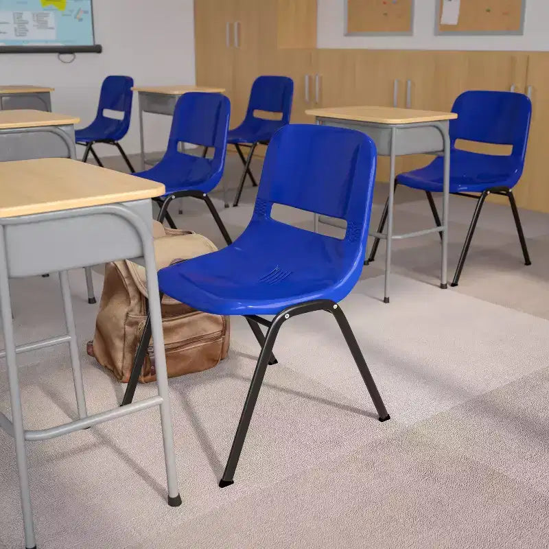 Chaise empilable ergonomique à coque, série HERCULES, capacité de 880 lb, avec cadre en métal de Flash Furniture