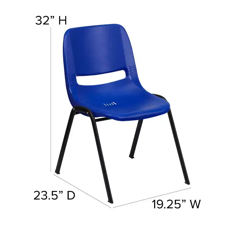 Chaise empilable ergonomique à coque, série HERCULES, capacité de 880 lb, avec cadre en métal de Flash Furniture