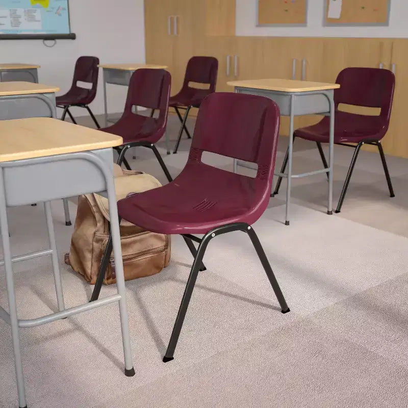 Chaise empilable ergonomique à coque, série HERCULES, capacité de 880 lb, avec cadre en métal de Flash Furniture