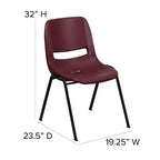Chaise empilable ergonomique à coque, série HERCULES, capacité de 880 lb, avec cadre en métal de Flash Furniture
