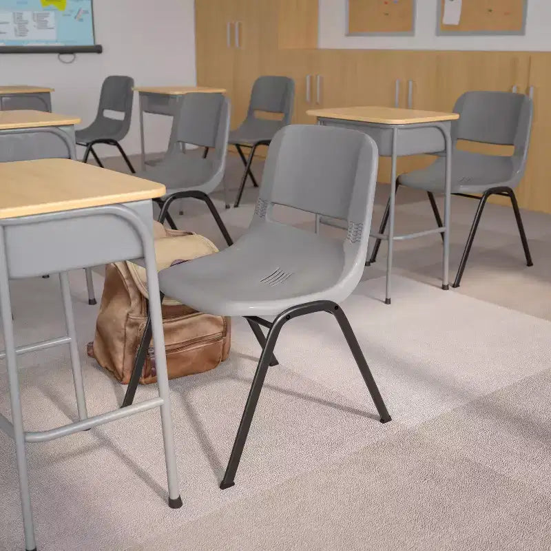 Chaise empilable ergonomique à coque, série HERCULES, capacité de 880 lb, avec cadre en métal de Flash Furniture