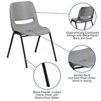 Chaise empilable ergonomique à coque, série HERCULES, capacité de 880 lb, avec cadre en métal de Flash Furniture