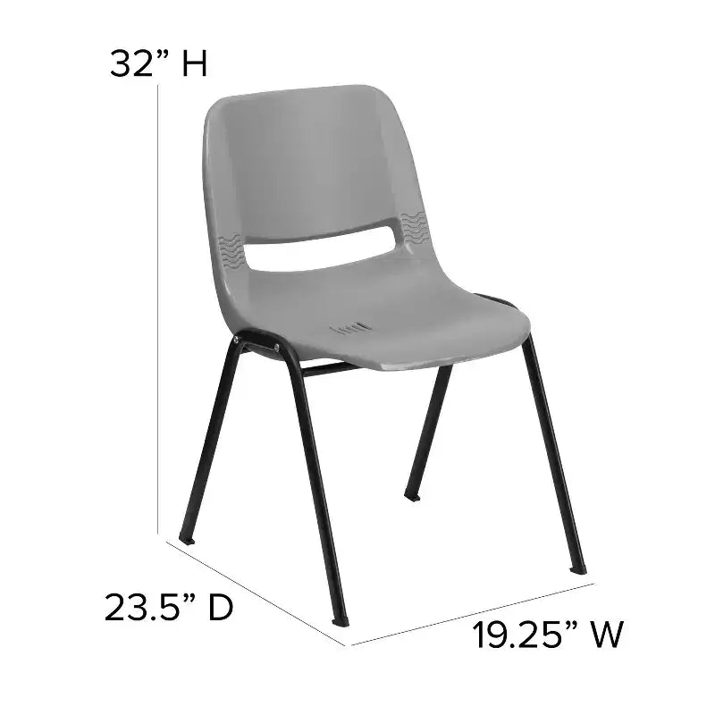 Chaise empilable ergonomique à coque, série HERCULES, capacité de 880 lb, avec cadre en métal de Flash Furniture