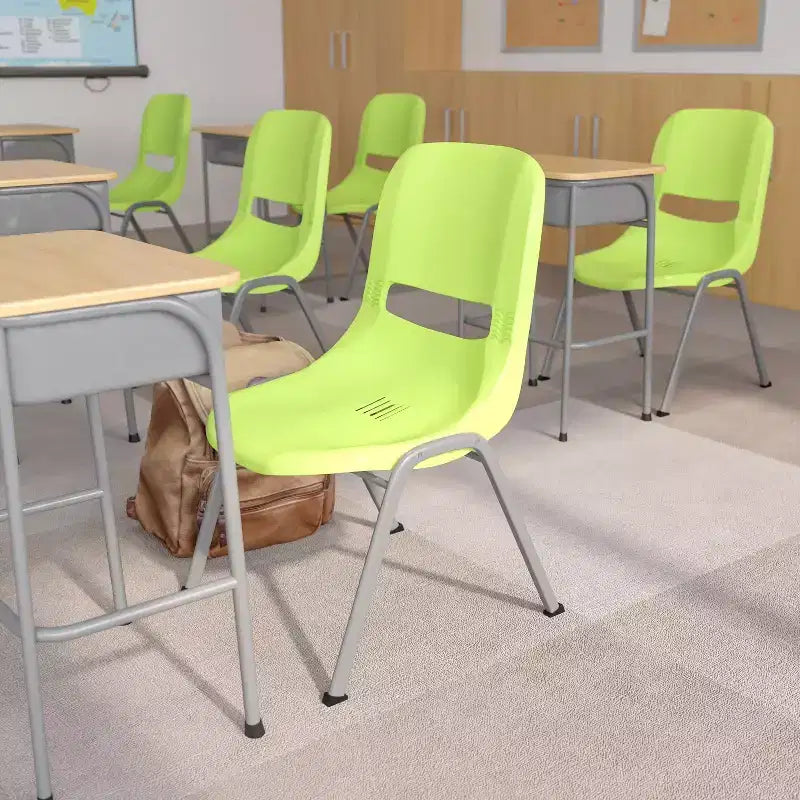 Chaise empilable ergonomique à coque, série HERCULES, capacité de 880 lb, avec cadre en métal de Flash Furniture