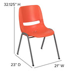 Chaise empilable ergonomique à coque, série HERCULES, capacité de 880 lb, avec cadre en métal de Flash Furniture