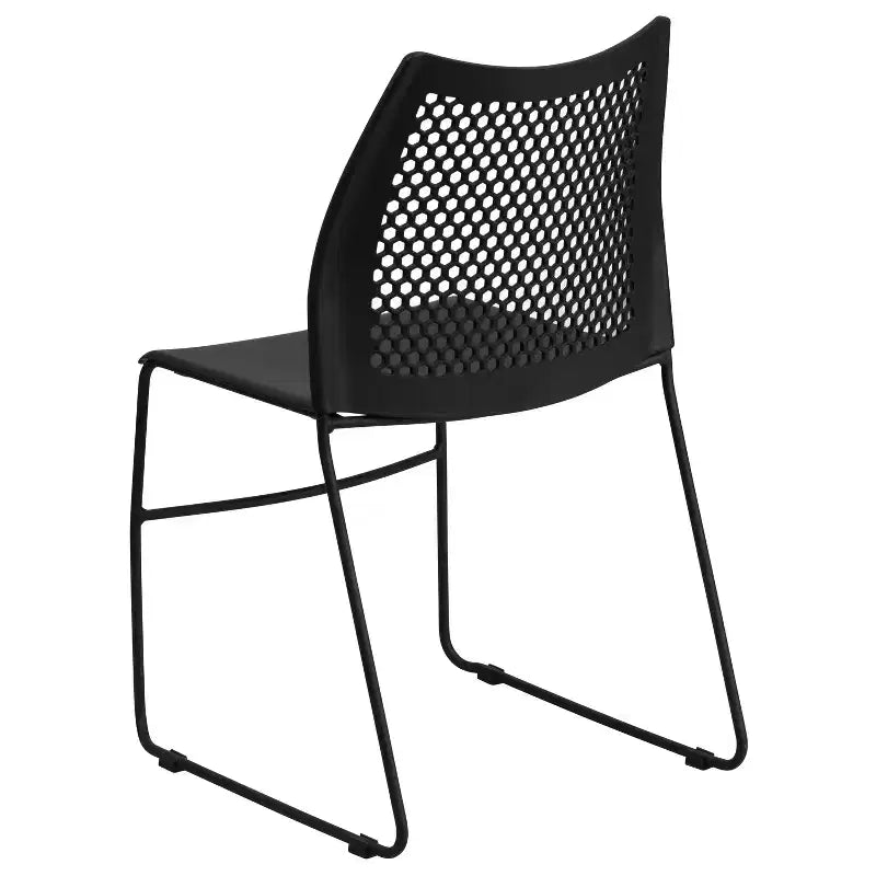 Chaise empilable Flash Furniture série HERCULES, capacité 300 kg, avec dossier aéré et piètement luge thermolaqué