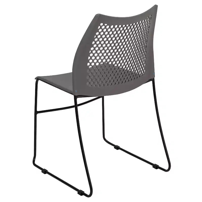 Chaise empilable Flash Furniture série HERCULES, capacité 300 kg, avec dossier aéré et piètement luge thermolaqué