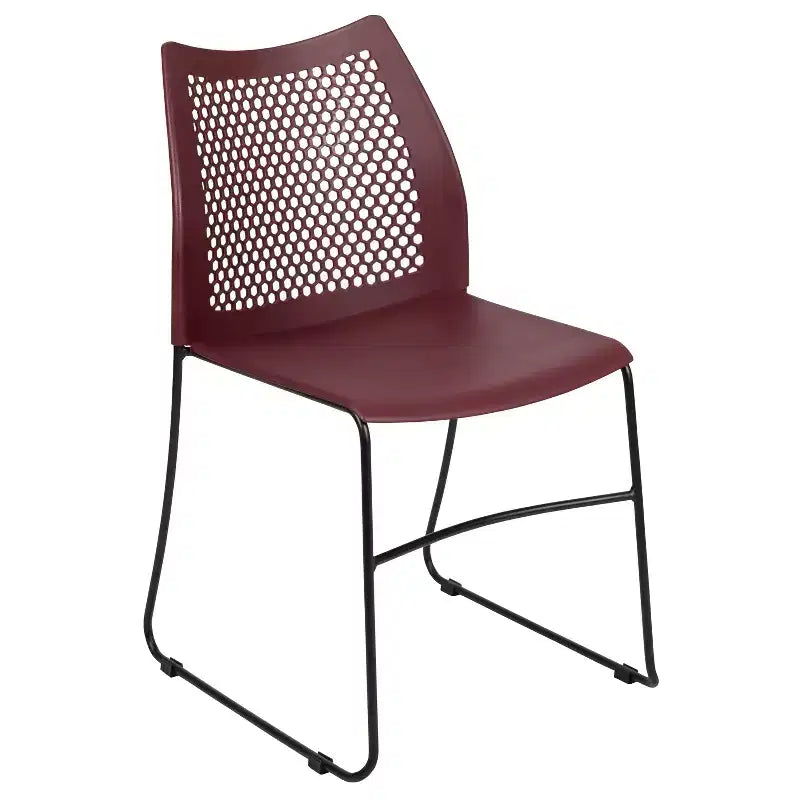Chaise empilable Flash Furniture série HERCULES, capacité 300 kg, avec dossier aéré et piètement luge thermolaqué
