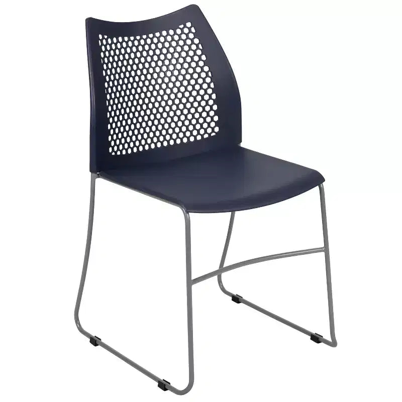 Chaise empilable Flash Furniture série HERCULES, capacité 300 kg, avec dossier aéré et piètement luge thermolaqué