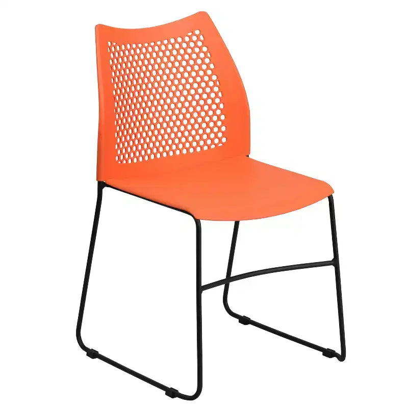 Chaise empilable Flash Furniture série HERCULES, capacité 300 kg, avec dossier aéré et piètement luge thermolaqué