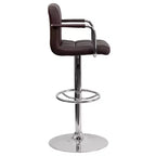 Tabouret de bar contemporain Flash Furniture en vinyle matelassé, réglable en hauteur, avec accoudoirs et base chromée