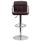 Tabouret de bar contemporain Flash Furniture en vinyle matelassé, réglable en hauteur, avec accoudoirs et base chromée