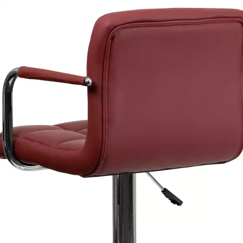 Tabouret de bar contemporain Flash Furniture en vinyle matelassé, réglable en hauteur, avec accoudoirs et base chromée
